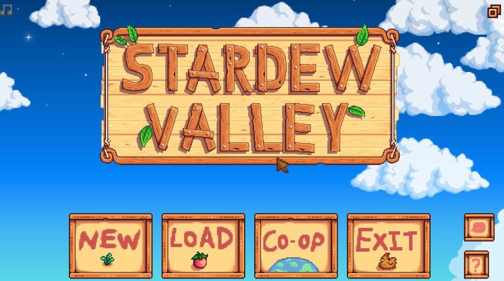 Menú principal de un juego para relajarse Stardew Valley